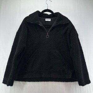 LNA Clothing Sweatshirt Womens S Deep Pile Fleece 1/4 Zip Pullover Jumper Black
